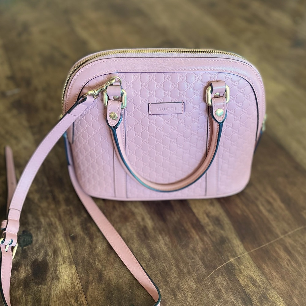 Gucci Dome Mini Microguccissima Soft Pink Leather Satchel.
